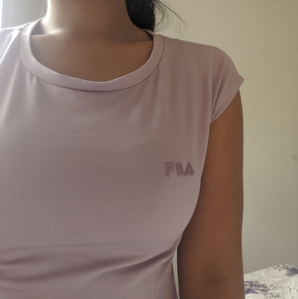 Lavender off pink vintage fila top